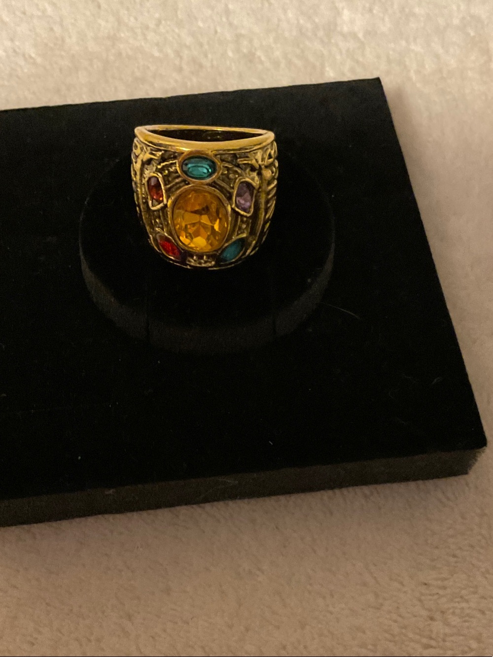 Gold-Tone Multi-Stone Statement Ring - Yellow Center
